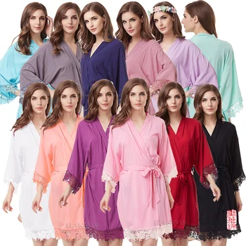 Bombažno Haljo Čipke Haljo nevesta haljo Kimono Družico Obleke Poročne Stranka Haljo ženske pižame sleepwear A300A