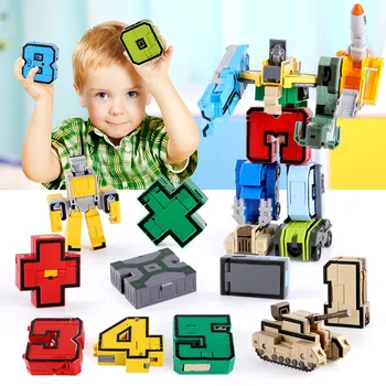 10pcs Število Transformer Robot Opeke Gradnik Modela Ustvarjalno Sestavljanje Izobraževalnih Ukrepov Številke Igrače Darilo za Otroke