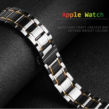 Keramični Trak za Apple Watch Band 44 40mmm Luksuzni zapestnica iz Nerjavečega jekla iWatch serie 6 se 5 4 correa apple watch 42mm 38 mm
