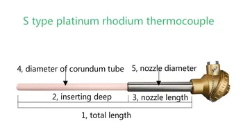 WRP-130 platinum rodij termočlen, S tipom, natančnost, visoko temperaturo korund cev, 0-1600 stopnjo temperaturni senzor.