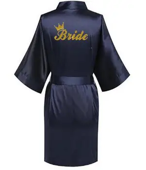 Saten Ženske Svile Hišna Obleke Poroko Neveste Družico kimono Plašč Brida