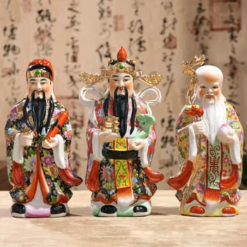 Treh Bogov Sreče Kip Kitajski Barvo, Ročno izdelane Nalepke Samsung Keramični Okrasni Naslikal Kiparstvo Tri-kos Obleko