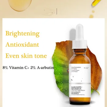 Askorbinska Acid8%+Alfa Arbutin2% Vitamin C Serum Anti-aging Zmanjša Fine Line Spot Polepšajo Zob Obraz za Nego Kože