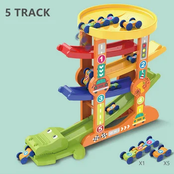7-Plast Ploščadi Race Track & 6 Mini Vztrajnosti Avto Drseč Igrača Vehicel&Vlak Baby Toddler Motornih Spretnost Razvojne Otroci Darilo