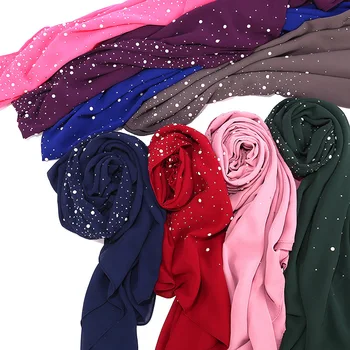 Nov Biser Šifon Vroče Nosorogovo Porcelana Šal Headscarf Etnične Modni Stil Divje Dolg Šal Šal High-end Headscarf