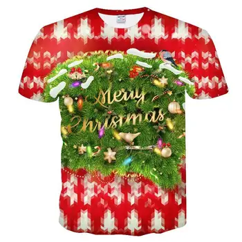Zabavne majice Božič majice Moške Božič Tshirts Priložnostne Santa Claus majica 3d Snežaka Tiskanja Stranka Tshirt Natisnjeni Kratek Rokav