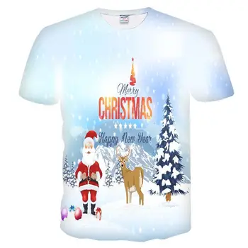 Zabavne majice Božič majice Moške Božič Tshirts Priložnostne Santa Claus majica 3d Snežaka Tiskanja Stranka Tshirt Natisnjeni Kratek Rokav