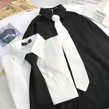 Deeptown Bele Srajce, Ženske, Jeseni, Pozimi 2020 Moda Gumb Gor Majico Dolg Rokav Plus Velikost Svoboden Priložnostne Korejskem Slogu Bluzo