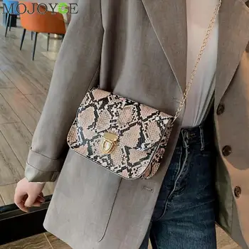 Moda Kača Tiskanja Ženske Messenger Bag PU Usnje Majhne Rami Torbici