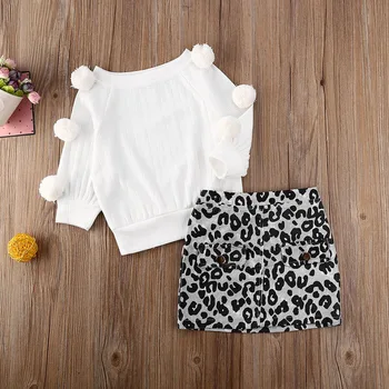2020 Otroci Baby Girl Jesen Zima Obleke, Dlak Dolg Rokav Vrh Bluzo T-majice Leopard Krila Obleko Obleko, Se 2-7 Let
