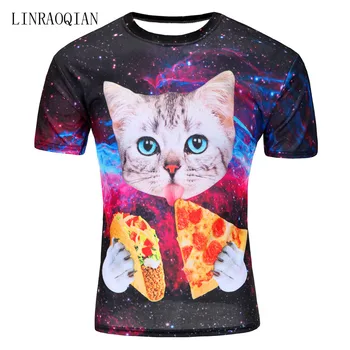 LINRAOQIAN Tshirt Moški 2018 Najnovejši galaxy prostor tiskanih creative 3d majica s kratkimi rokavi moški misleci/novosti/pizza/drevo 3D tee vrhovi oblačila