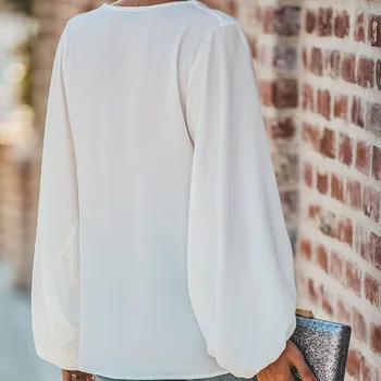 FORUDESIGNS Velikosti Ženske Bluzo Dot vzorcem 2020 Priložnostne Svoboden Long Sleeve Majica Vrhovi V-izrez Ženska Oblačila