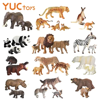 YUC Živali Igrača Živalskem vrtu Sklop Simulacije Figurice Model Divji Lev, Tiger Volk Dejanje Slika Kmetiji Perutnine Konj Krava Prašič Izobraževalne Darilo
