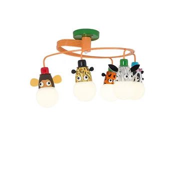 Nordijska Ustvarjalne Risanka Živalskih Glav Železa Stropna Svetilka z LED E27 Stekla, Žarnice za otroška Spalnica Otroci Soba
