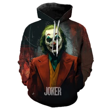 Horror Film Joker 3D Tiskanja Hoodie Smešno Puloverju Klovn Majica Hip Hop Sudadera Hombre Plašč Ulične Harajuku Hoodies