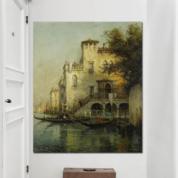Tiskanje Občinah Voda Mesta Benetke Seascape Oljna slika na Platnu Letnik Plakat Sodobne CuadrosWall Umetniške Slike za dnevno Sobo