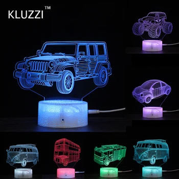 3W Touch Kontrole 3D LED Nočna Lučka Risanka avto Sprememba Barve Tabela Namizno Svetilko Božič Dom Dekoracijo Lepo Darila Za Otroke