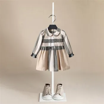 Otroci Oblikovalec Dekleta Božič Princesa Obleke za Deklice Dolg Rokav Baby Dekle Kariran Obleko Malčka Dekle Stranki Poroka Obleke