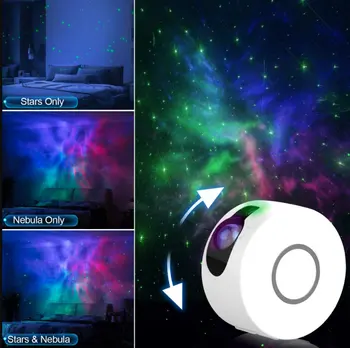 Laser Galaxy Zvezdnato Nebo Projektor Obračanje WaterWave Noč Svetlobe Led Barvna Meglica Oblak Lučka Atmospher Spalnica Projektor Lučka