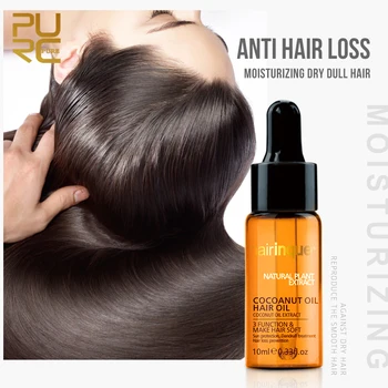 Za Zaščito pred soncem Kokosovo Olje za Nego Las Anti Hair Loss Rumene Lase Olje Zgostitev Las, Prhljaj & Lasišča Zdravljenja 10 ml