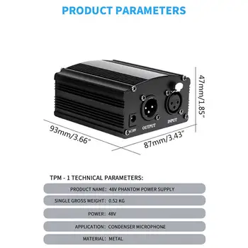48V Fantomsko Napajanje z Adapterjem AU NAS EU Plug za Kondenzator Mikrofon Karaoke Mikrofon Dodatki za Vgradnjo