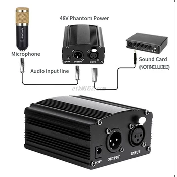 48V Fantomsko Napajanje z Adapterjem AU NAS EU Plug za Kondenzator Mikrofon Karaoke Mikrofon Dodatki za Vgradnjo