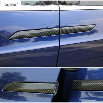 Lapetus Za Tesla Model X 2017 - 2020 ABS Zunanji Vrat Potegnite Doorknob Ročaj Plošča / Rearview Mirror Cover Prevleko iz Ogljikovih Vlaken Videz