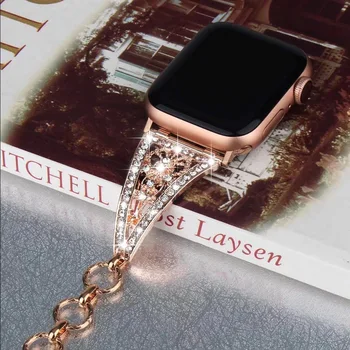 Luksuzni Bling Diamond trak za Apple Watch Band Serije 6 SE 5 4 3 Kovinski Trak Watch Zapestnica Za apple watch 42mm 40 mm 38 mm 44 mm