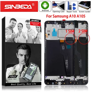 Original Super AMOLED Za Samsung A10 A105 LCD-Zaslon na Dotik z Okvirjem Za Samsung Galaxy M10 M105F LCD Zaslon Računalnike