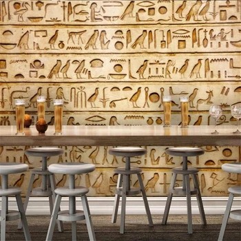 Zidana de papel parede par quarto ozadje po Meri Klasične retro Egiptovski hieroglyphs bar, restavracija fresk tapety