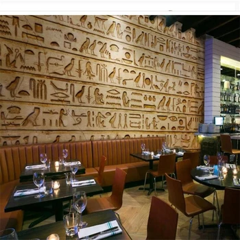 Zidana de papel parede par quarto ozadje po Meri Klasične retro Egiptovski hieroglyphs bar, restavracija fresk tapety