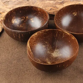 Naravne kokosove lupine skledo stare kokosove lupine skledo kokosove lupine skledo kokosove lupine namizna riž, sladica, sadje solatna skleda set