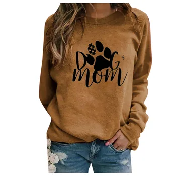 Pulover Ženske, Priložnostne Dolg Rokav Pes Tiskanje ženske pulover Jeseni, Pozimi O-Vrat Vrhovi Majica Bluzo Toplem Puloverju Modni pulover