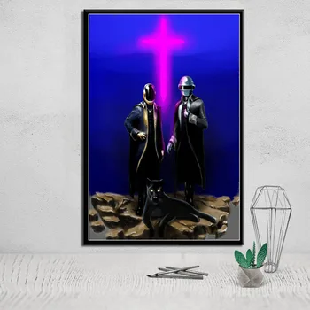 Daft Punk The Weeknd Starboy Kovinskih Vroče DJ Hip Hop Umetnosti Barvanje Svile Platno Plakat Steno Doma Dekor