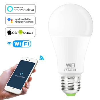 Možnost zatemnitve 15W B22 E27 WiFi Smart Žarnica, LED Sijalka App Delujejo Alexa Google Pomočnik Nadzor Wake up Smart Lučka Noč Svetlobe