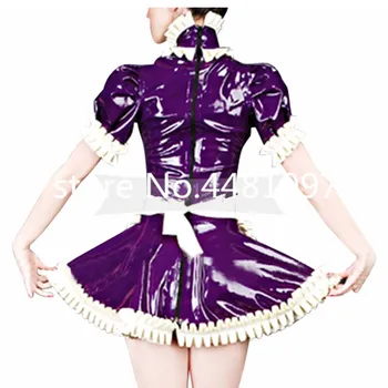 Lateks Lolita Šivajo Obleke z Predpasnik Cosplay Obleko Seksi Devica Kostume Vtičem Velikosti po Meri Narejene seksi kostum za noč čarovnic