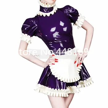 Lateks Lolita Šivajo Obleke z Predpasnik Cosplay Obleko Seksi Devica Kostume Vtičem Velikosti po Meri Narejene seksi kostum za noč čarovnic