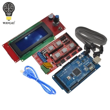 WAVGAT 1Set Mega 2560 R3 + 1pcs RAMPE 1.4 Krmilnik + 5pcs A4988 Koračnih Voznik Modul +1pcs 2004 krmilnik za 3D Printer kit