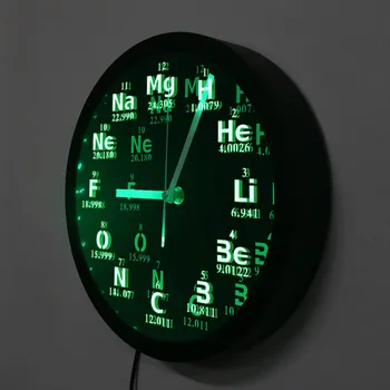 Periodnega Element Stenska Ura Znanost Kemični Elementi LED Neon Razsvetljavo Wall Art Watch Kemija Učitelje Naravoslovja Darilo
