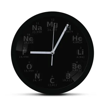 Periodnega Element Stenska Ura Znanost Kemični Elementi LED Neon Razsvetljavo Wall Art Watch Kemija Učitelje Naravoslovja Darilo