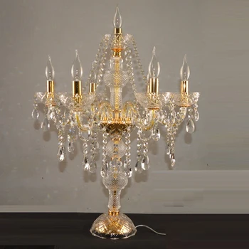 Sodobna Decora Kristalno namizne Svetilke, za Spalnico Zlato Srebro Tabela Luči Sveče Candelabra Kristalno namizne Svetilke Modelov Razsvetljavo