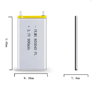 3,7 V 900mAh 803040 Litij-Polymer Li-Po ionska Baterija za Polnjenje Za Mp3, MP4 MP5 GPS, PSP, mobilni Pocket PC, e-knjige, bluetooth
