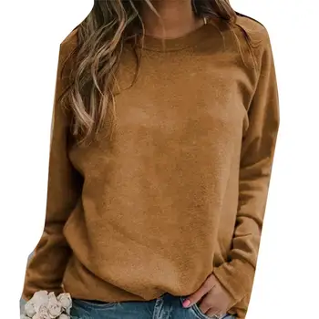 2019 nov modni brezplačna dostava Plus Velikost Barva Posadke Vratu Long Sleeve Majica Ženske Osnovne Puloverju