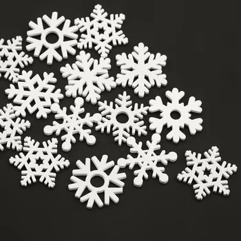 Božični Okraski Mix Oblike Lesenih Bele Snežinke 50PCS 35mm Božič Obeski, Novo Leto, Božič Dekor za Dom, Počitniške Darilo