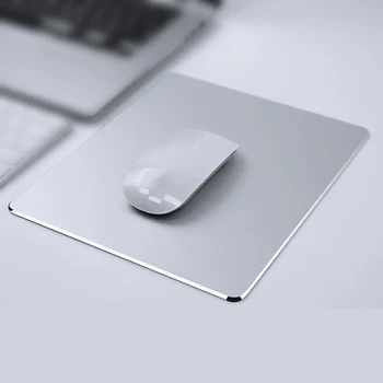 Aluminijeve zlitine Mouse Pad Mat 3 mm Usnje Gladke 2 Strani Kovine Non-slip Desk e-športne igre na Srečo Mousepad PC Mac Aluminija dodatno Opremo
