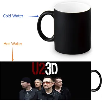 3D Tiskanih U2 Rock Band Prilagajanje Design Vodo, Aparat za Keramični Vrč Čarobno Skodelice 350 ml/12 oz