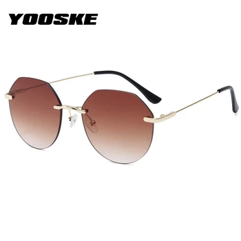 YOOSKE Rimless Vintage sončna Očala brez okvirjev Nezakonitih sončna Očala Dame Ocean Barve Gradient Odtenki Očala UV400