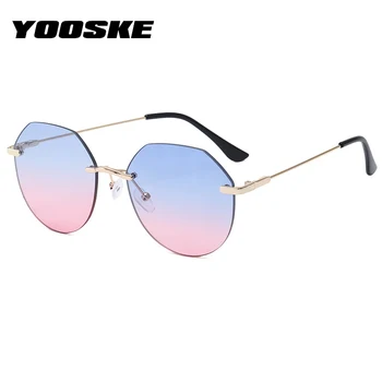YOOSKE Rimless Vintage sončna Očala brez okvirjev Nezakonitih sončna Očala Dame Ocean Barve Gradient Odtenki Očala UV400
