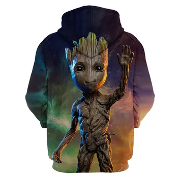 MARVEL človek hoodies Avengers 3 Groot 3D tiskanih puloverju hooded majica prevelik pulover s kapuco na debelo krog vratu varovanje pred tveganjem slog
