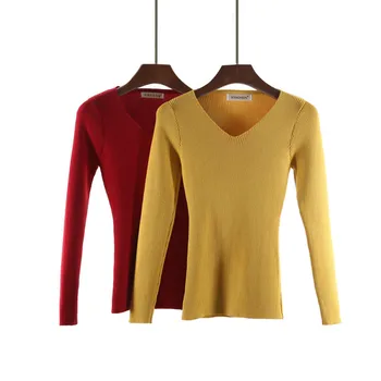 Evropski in Ameriški new jeseni seksi proti-vrat slim dno majica modni trend divje ženske dolgimi rokavi pulover vrh